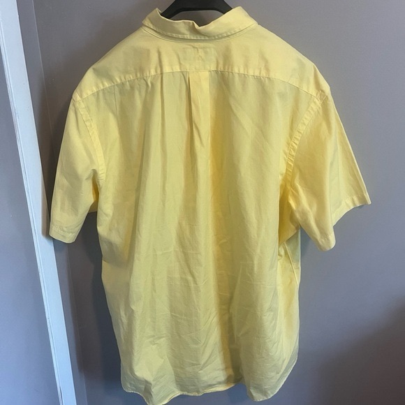 Polo Ralph Lauren cotton button down short sleeve yellow with blue pony XXL - Picture 2 of 4